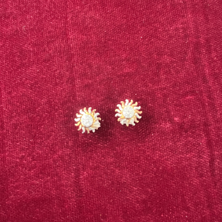 Sun Shaped Gold Earrings